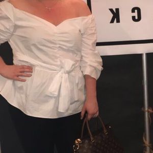 Ashley Stewart Off Shoulder White Top SZ 22